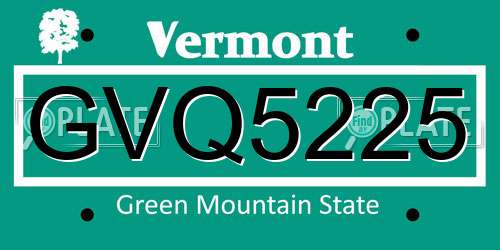 GVQ5225 Vermont License Plate