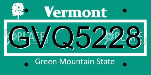 GVQ5228 Vermont License Plate