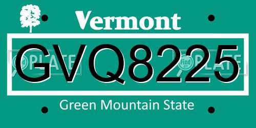 GVQ8225 Vermont License Plate
