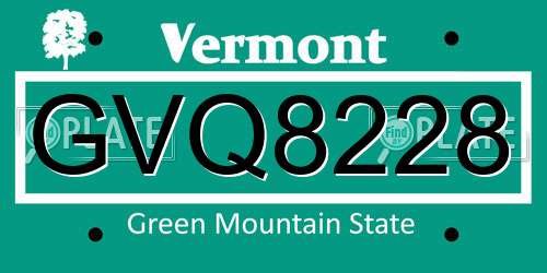 GVQ8228 Vermont License Plate