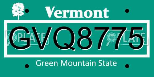 GVQ8775 Vermont License Plate