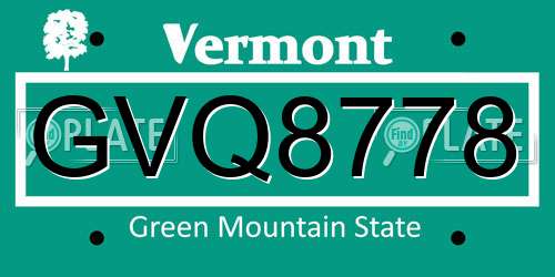 GVQ8778 Vermont License Plate