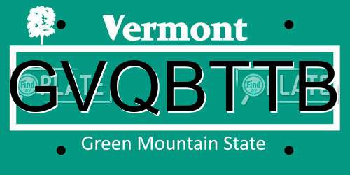 GVQBTTB Vermont License Plate