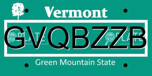 GVQBZZB Vermont License Plate