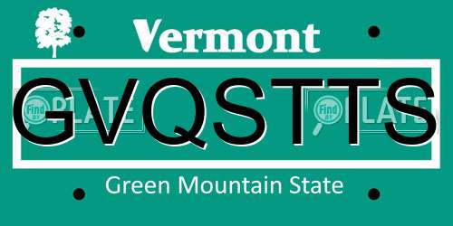 GVQSTTS Vermont License Plate