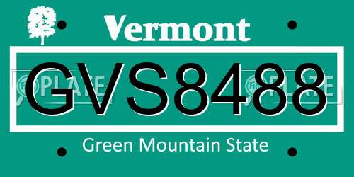 GVS8488 Vermont License Plate