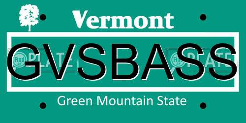GVSBASS Vermont License Plate