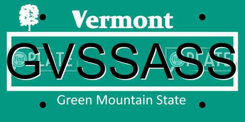GVSSASS Vermont License Plate