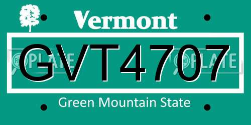 GVT4707 Vermont License Plate