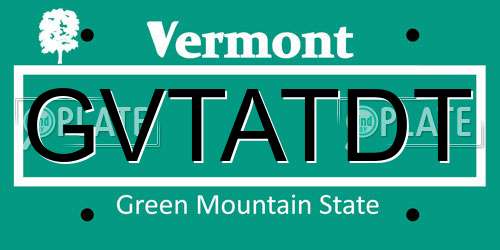 GVTATDT Vermont License Plate