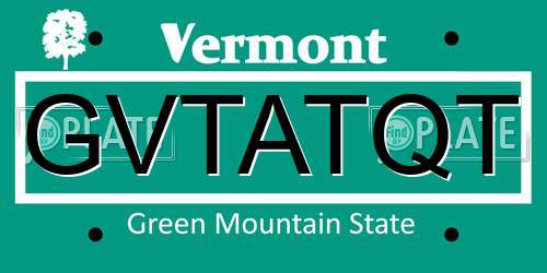 GVTATQT Vermont License Plate