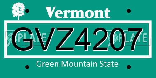 GVZ4207 Vermont License Plate