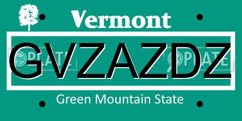 GVZAZDZ Vermont License Plate