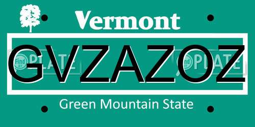 GVZAZOZ Vermont License Plate