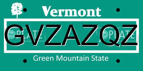 GVZAZQZ Vermont License Plate