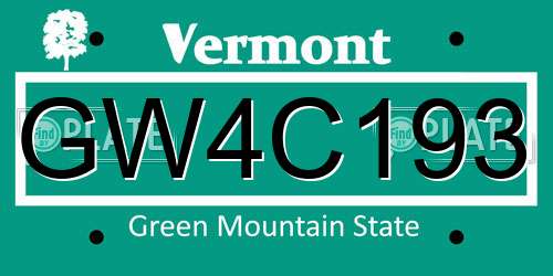 GW4C193 Vermont License Plate