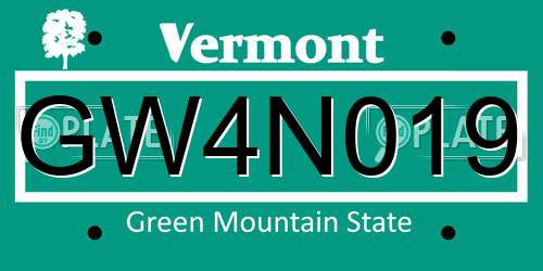 GW4N019 Vermont License Plate