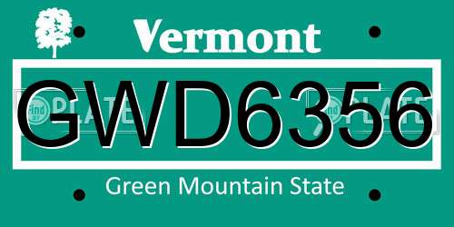 GWD6356 Vermont License Plate