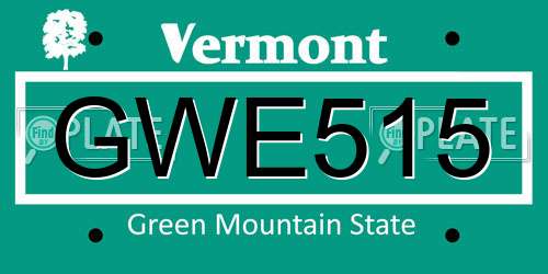 GWE515 Vermont License Plate