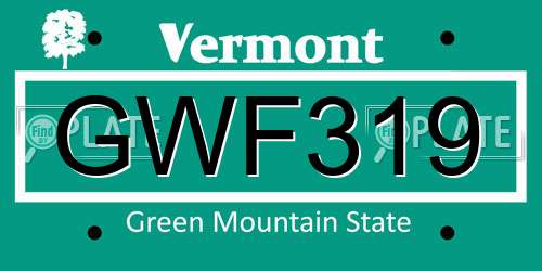 GWF319 Vermont License Plate