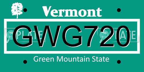 GWG720 Vermont License Plate