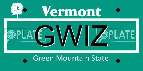 GWIZ Vermont License Plate