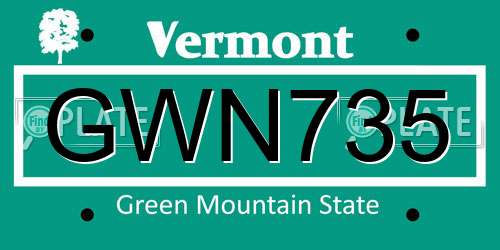 GWN735 Vermont License Plate