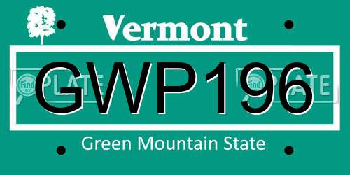 GWP196 Vermont License Plate