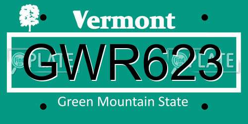 GWR623 Vermont License Plate