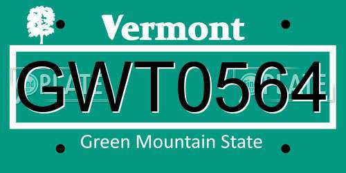 GWT0564 Vermont License Plate