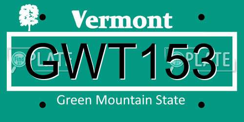 GWT153 Vermont License Plate