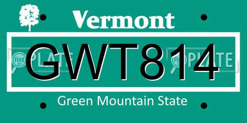 GWT814 Vermont License Plate