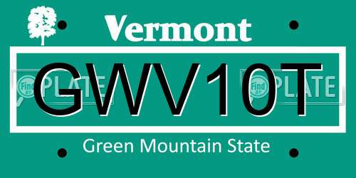 GWV10T Vermont License Plate