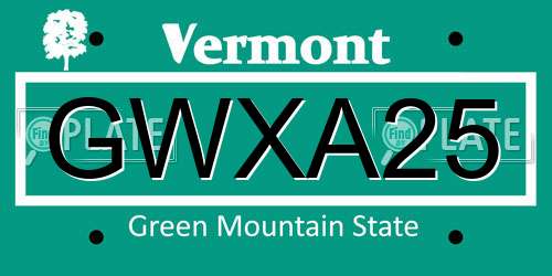 GWXA25 Vermont License Plate