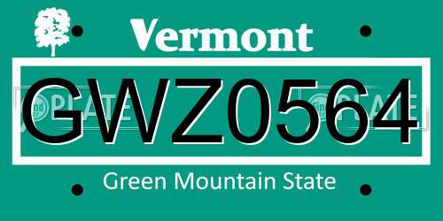 GWZ0564 Vermont License Plate