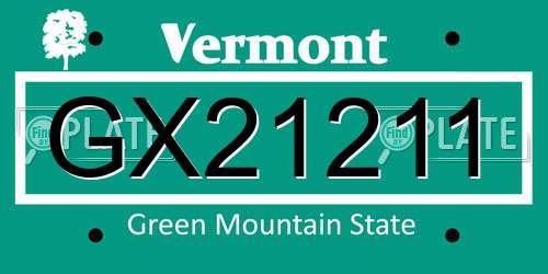 GX21211 Vermont License Plate