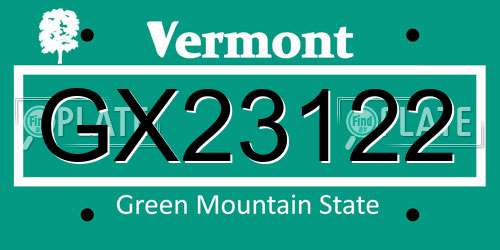 GX23122 Vermont License Plate