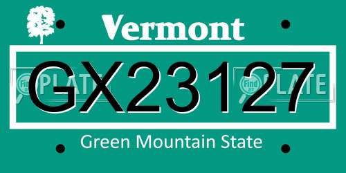 GX23127 Vermont License Plate