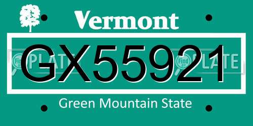 GX55921 Vermont License Plate