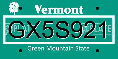 GX5S921 Vermont License Plate