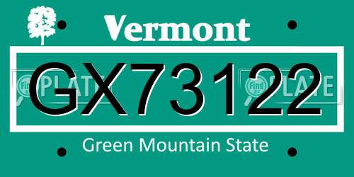 GX73122 Vermont License Plate