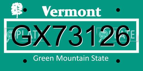GX73126 Vermont License Plate