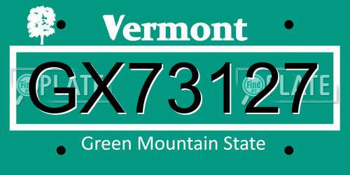 GX73127 Vermont License Plate