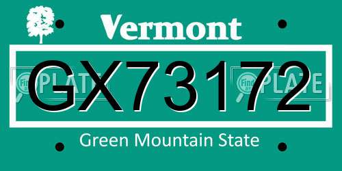 GX73172 Vermont License Plate