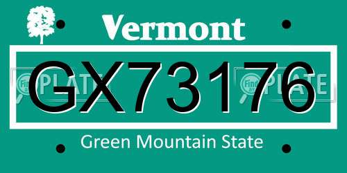 GX73176 Vermont License Plate
