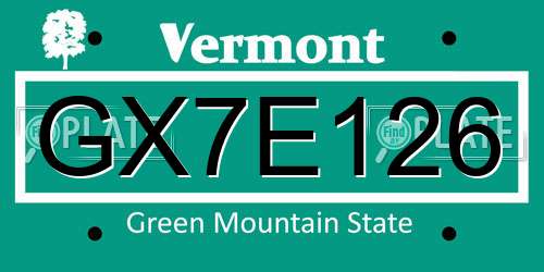 GX7E126 Vermont License Plate
