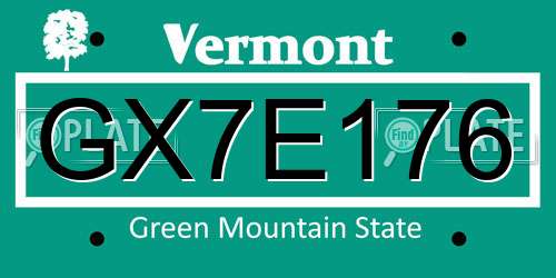 GX7E176 Vermont License Plate