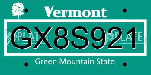 GX8S921 Vermont License Plate