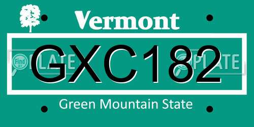 GXC182 Vermont License Plate