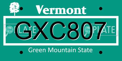 GXC807 Vermont License Plate